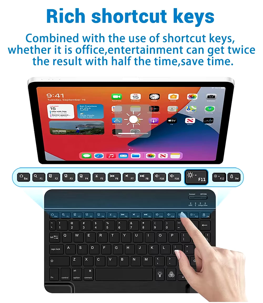 Mini Bluetooth Keyboard Wireless Keyboard 10Inch Backlit Keyboard Backlight Touchpad Keyboard for IOS Android Windows Ipad