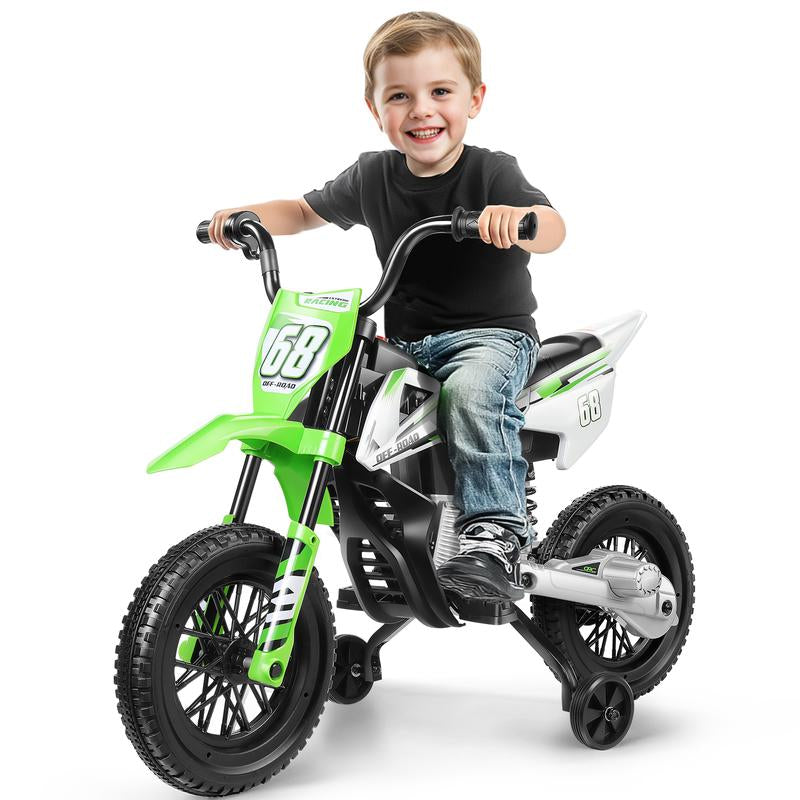 Hikole 12V Battery-Powered Ride-On Dirt Bike for Kids, Spring Shock Absorption Perfect Christmas Gift for Boys and Girls