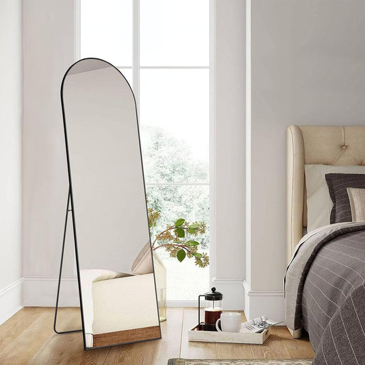 Sweetcrispyfun Full Length Mirror, Floor Standing Mirror Full Body Mirror with Stand, Wall Mirror Full Length Aluminum Alloy Thin Frame Hanging or Leaning for Living Room Bedroom Cloakroom Decor