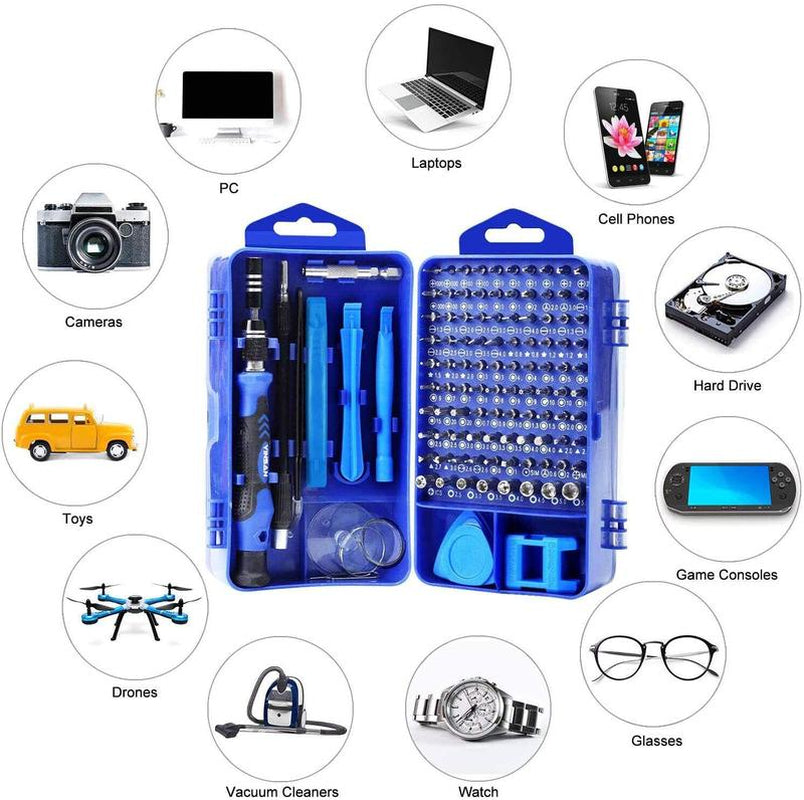 115-Piece Precision Screwdriver Set - 101 Bits for Electronics, Computer, Laptop & Phone Repair | Complete Tool Kit with Metallic Box Toolbox